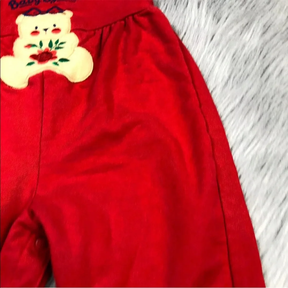 Vintage Baby Girls Oshkosh Bgosh Red Teddy Bear Jumpsuit Romper
